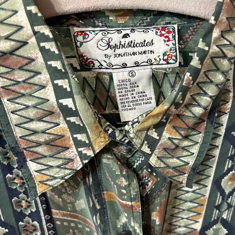 Vintage size small 100% silk shirt